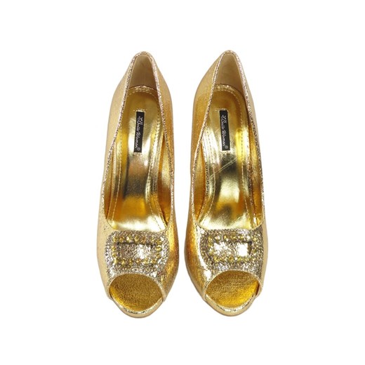 Szpilki buty damskie złote z cyrkoniami 40 Kokietki
