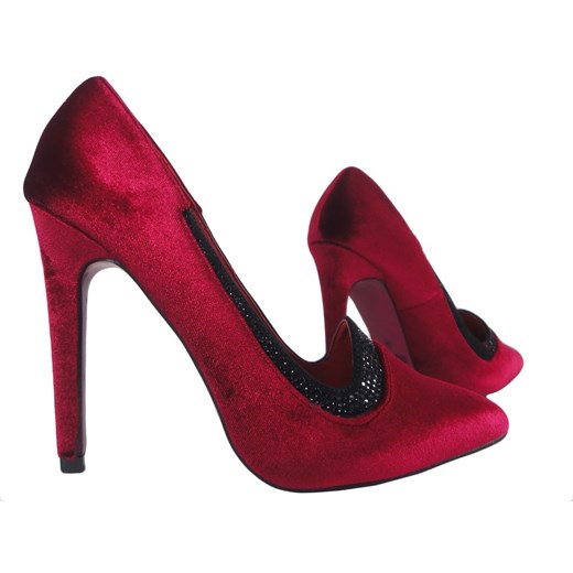 Czerwone welurowe szpilki buty damskie 39 okazja Kokietki