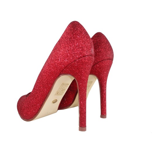 Czerwone szpilki brokatowe buty damskie 36 okazja Kokietki