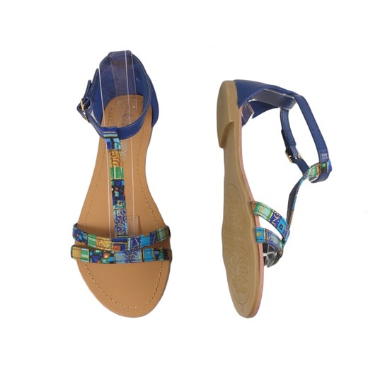 Granatowe sandały damskie letnie płaskie buty 37 Kokietki