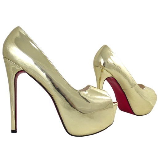 Złote szpilki na platformie duże rozmiary high heels Duże Rozmiary 43 Kokietki