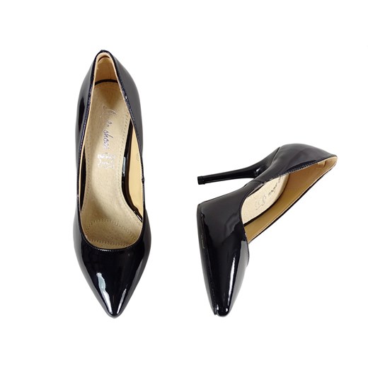 Czarne szpilki damskie lakierowane buty klasyczne 40 Kokietki