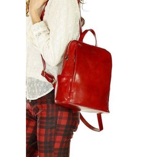 MARCO MAZZINI Elegancki plecak skórzany italiano tompanato czerwony Merg one size merg.pl okazyjna cena