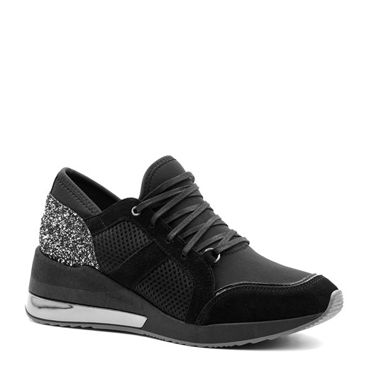 Sportowe czarne sneakersy z metalizowaną wstawką 278K ze sklepu NESCIOR w kategorii Buty sportowe damskie - zdjęcie 106154755