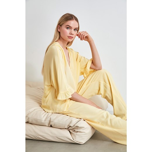 Trendyol Yellow Sleeves Ruffly Viscose Pajama Set Trendyol 36 Factcool