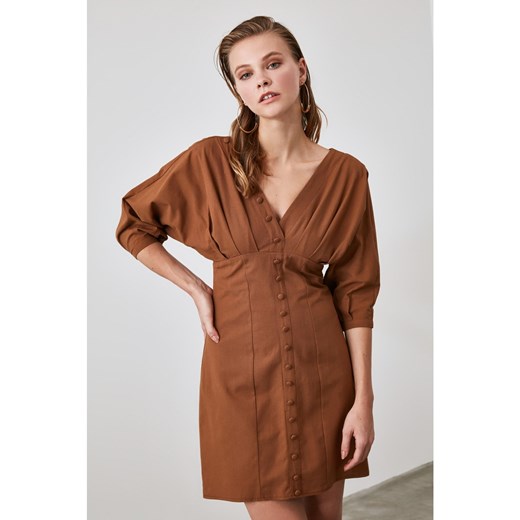 Trendyol Brown Button Dress Trendyol 34 Factcool