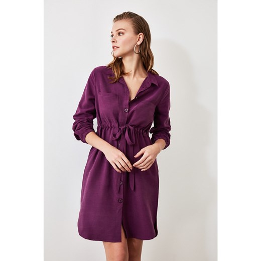 Trendyol Purple Belted Shirt Dress Trendyol 40 Factcool