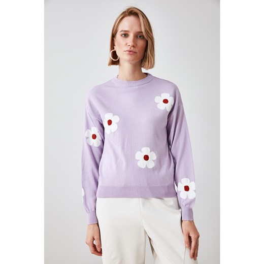 Trendyol Lila Flower Jacquard Knitwear Sweater Trendyol S Factcool