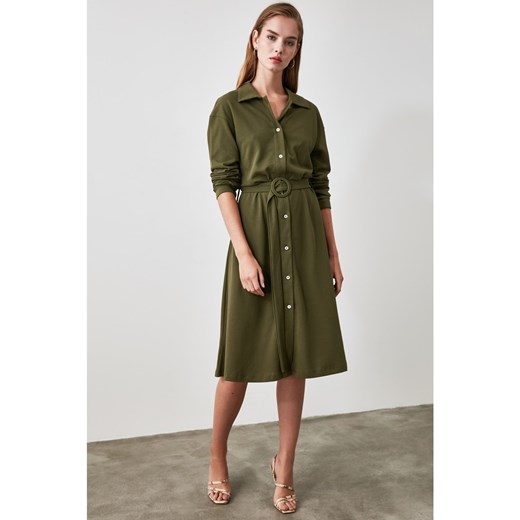 Trendyol Khaki Belt Knitted Dress Trendyol XS Factcool