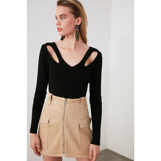 Trendyol Black Cut Out Detailed Knitwear Sweater Trendyol S Factcool