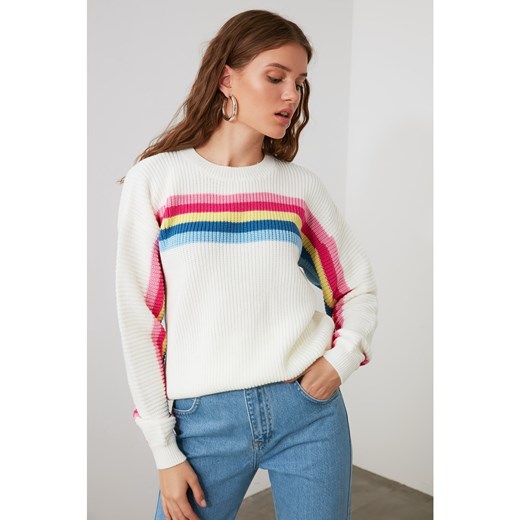 Trendyol Ekru Colored Striped Knitwear Sweater Trendyol S Factcool