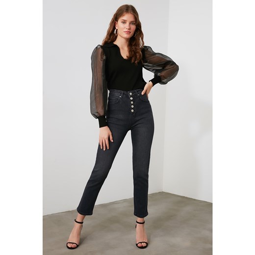 Trendyol High Waist Mom Jeans WITH Black Front Button Trendyol 34 Factcool