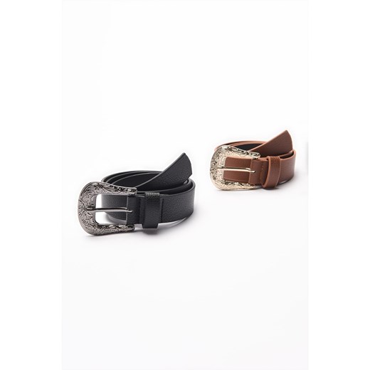 Trendyol Black and Brown Buckle 2 Pack Belt Trendyol M Factcool