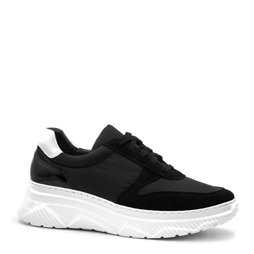 Sportowe czarne sneakersy na białej podeszwie 256G ze sklepu NESCIOR w kategorii Buty sportowe damskie - zdjęcie 106253706