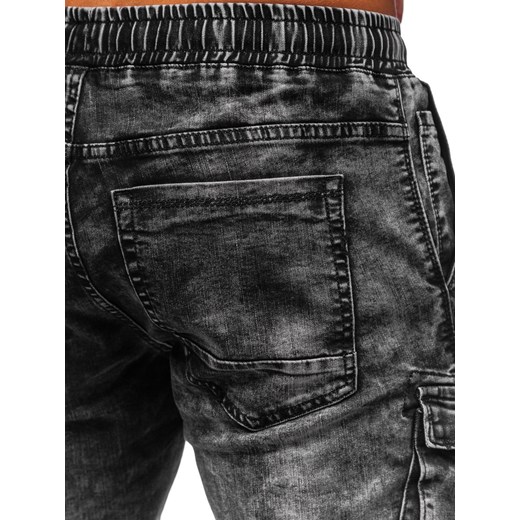 Czarne spodnie jeansowe joggery bojówki męskie Denley TF055 M Denley okazja