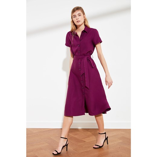 Trendyol Purple Belt Shirt Dress Trendyol 42 Factcool