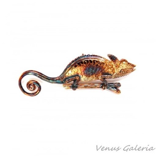 Zawieszka srebrna- Kameleon mały w poziomie brąz Venus Galeria Venus Galeria - Magiczny Ogród Biżuterii Srebrnej