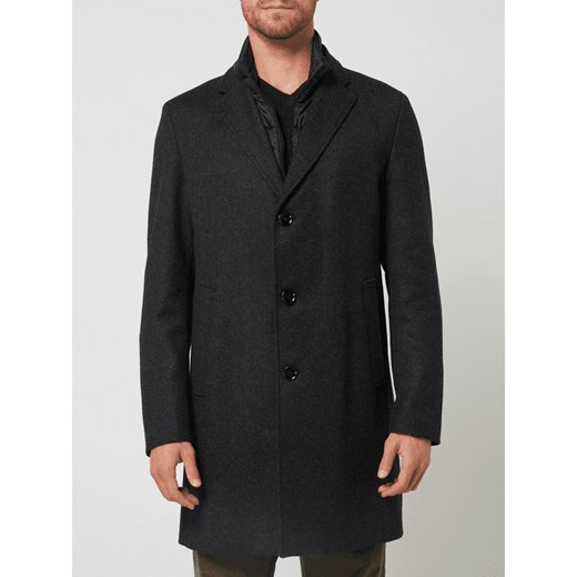 Płaszcz wełniany z plisą w kontrastowym kolorze model ‘Baronz’ Strellson 52 Peek&Cloppenburg  okazja
