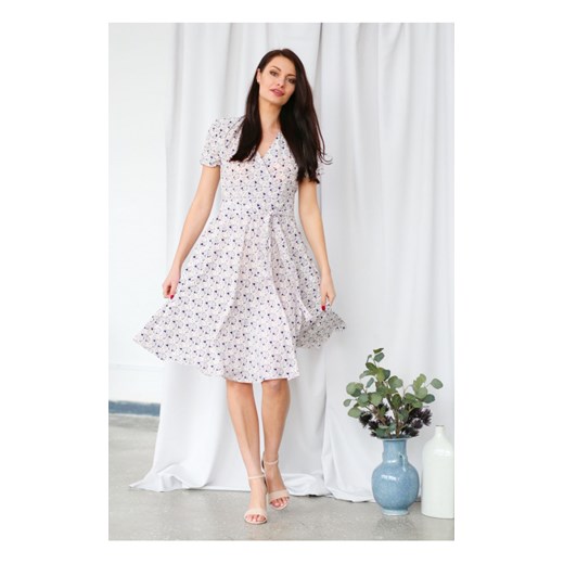 Kopertowa Rozkloszowana Sukienka Diane, różowa print 38 butik-choice
