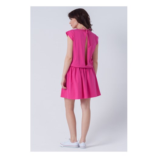 Bawełniana Mini Sukienka z Odkrytymi Plecami Judy Fuksja M/L butik-choice