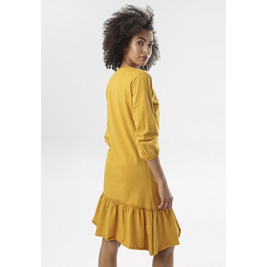 Żółta Sukienka Morgalla XL wyprzedaż Born2be Odzież