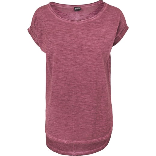 Urban Classics - Ladies Long Back Shaped Spray Dye Tee - T-Shirt - burgund L EMP