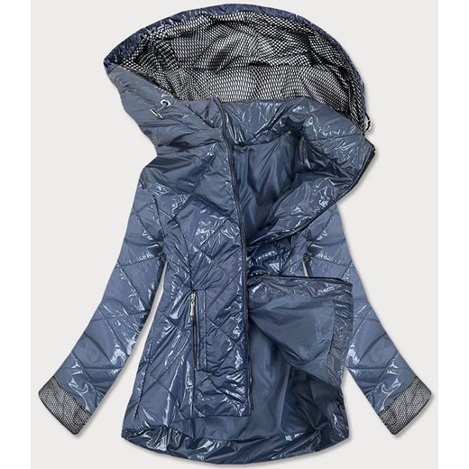 Błyszcząca damska kurtka pikowana niebieska (b9573) ze sklepu goodlookin.pl w kategorii Kurtki damskie - zdjęcie 106712008