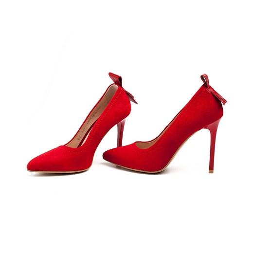 Czerwone szpilki zamszowe z obszyciem Marco Shoes 38 Marco Shoes okazja