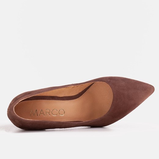 Brązowe czółenka 1527P z zamszu naturalnego Marco Shoes 38.5 Marco Shoes