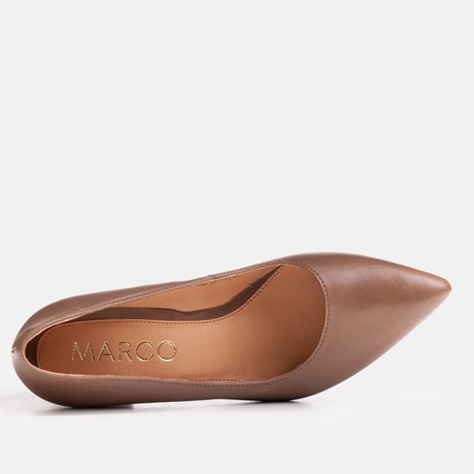 Czółenka z brązowej skóry z owijanym obcasem Marco Shoes 40 okazja Marco Shoes