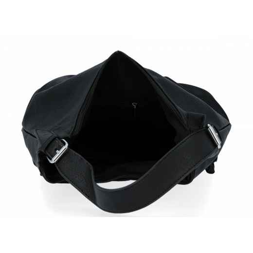 Shopper bag czarna Herisson bez dodatków duża matowa na ramię w stylu glamour 