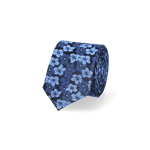 Krawat Granatowy w Niebieskie Kwiaty Lancerto okazyjna cena Lancerto S.A.