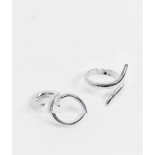 ASOS DESIGN – Zestaw 2 pierścionków w kolorze srebra w abstrakcyjny wzór-Srebrny S / M Asos Poland