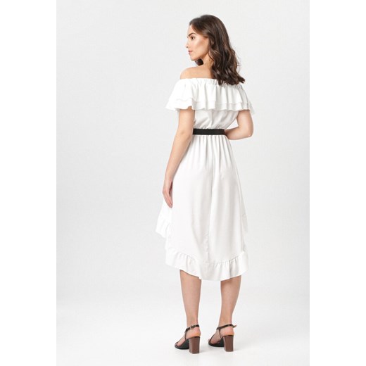 Biała Sukienka Physamellia S/M promocyjna cena Born2be Odzież
