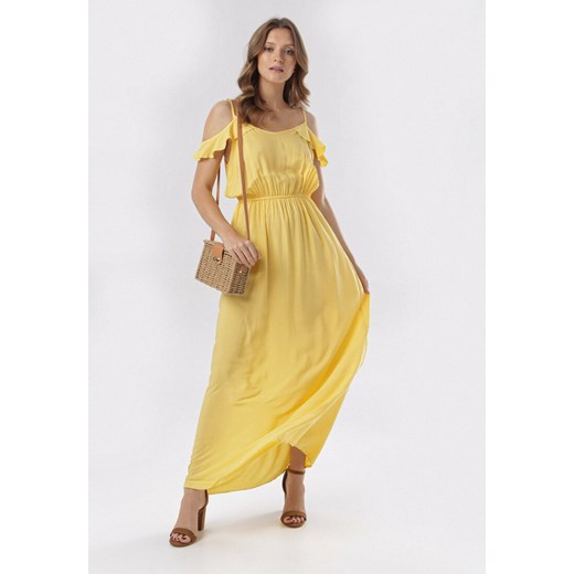 Żółta Sukienka Dorialeh L/XL promocyjna cena Born2be Odzież