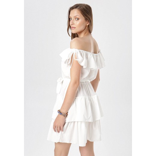 Biała Sukienka Neritina S/M wyprzedaż Born2be Odzież