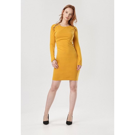 Żółta Sukienka Vivithia XL okazyjna cena Born2be Odzież
