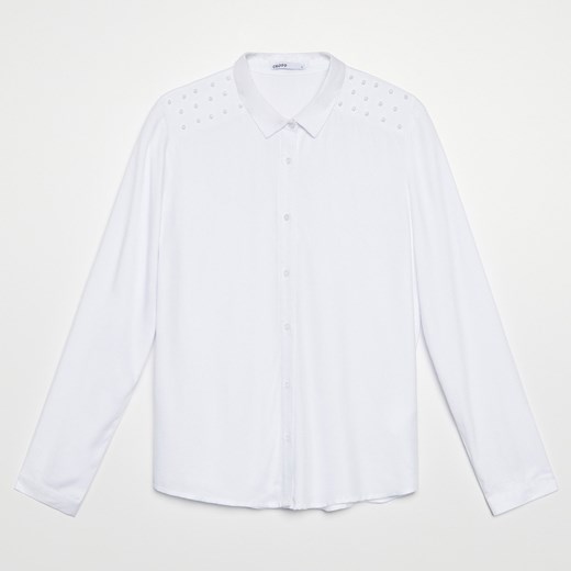 Cropp - Koszula z perłową aplikacją - Biały Cropp M okazja Cropp