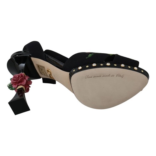 Sandały na obcasie z kryształkami Roses Dolce & Gabbana 38 1/2 okazyjna cena showroom.pl