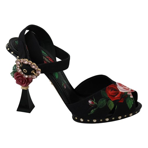 Sandały na obcasie z kryształkami Roses Dolce & Gabbana 37 1/2 wyprzedaż showroom.pl
