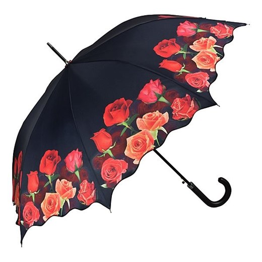 Róże - II gat. - parasol długi ze skórzaną rączką Von Lilienfeld Von Lilienfeld  Parasole MiaDora.pl