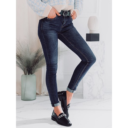 Granatowe jeansy damskie Edoti.com 