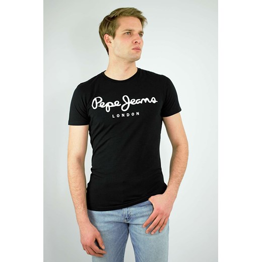 t-shirt koszulka męska c pepe jeans czarna stretch ze sklepu Royal Shop w kategorii T-shirty męskie - zdjęcie 107005216
