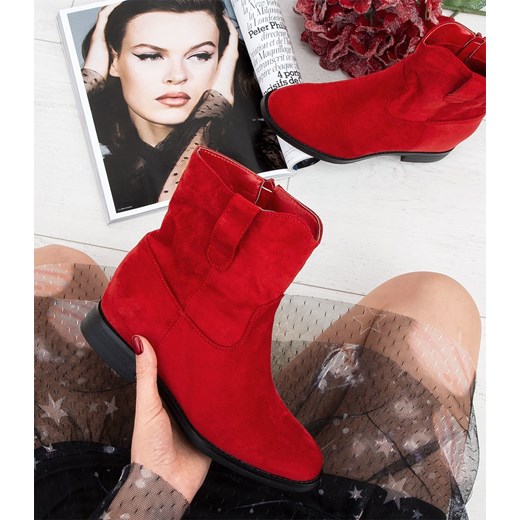 Botki damskie Ideal Shoes G-7605 Czerwone Marquiiz 38 twojeobuwie.pl promocyjna cena