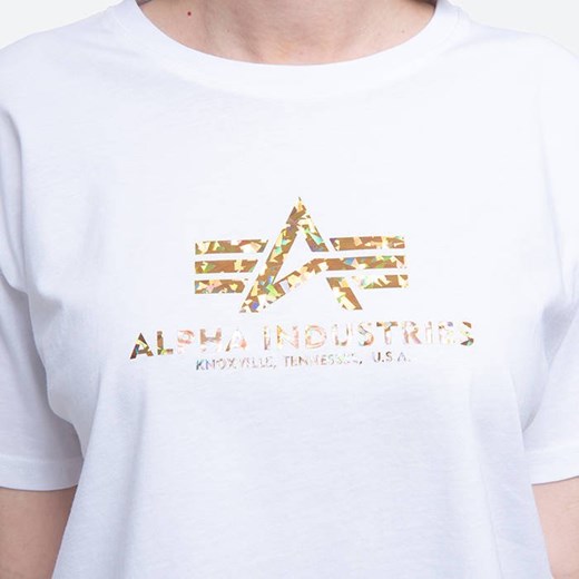 Biała bluzka damska Alpha Industries z okrągłym dekoltem z krótkim rękawem 