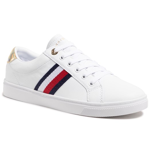 Sneakersy TOMMY HILFIGER - Th Corporate Cupsole Sneaker FW0FW05545 White YBR Tommy Hilfiger 39 eobuwie.pl
