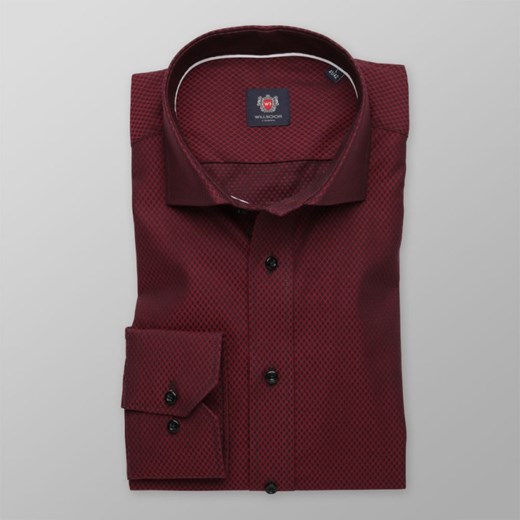 Bordowa taliowana koszula w drobne wzory Willsoor XL (43/44) / 176-182 Willsoor