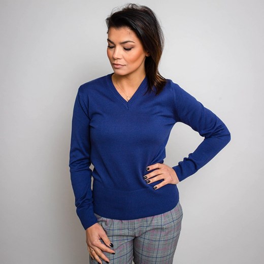 Granatowy sweter damski szpic Willsoor 44 okazja Willsoor