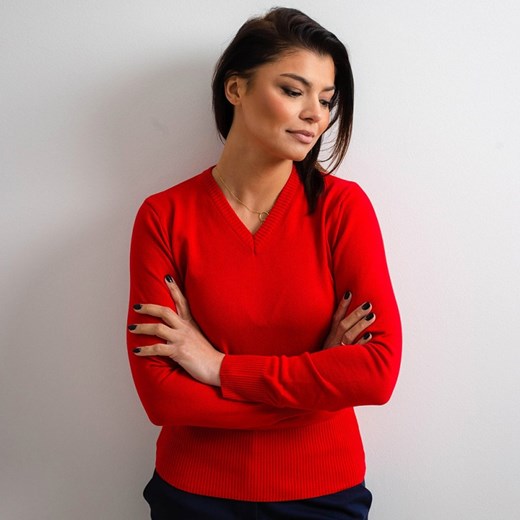 Czerwony sweter damski szpic Willsoor 36 okazja Willsoor