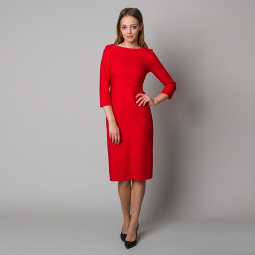 Sukienka Willsoor z długim rękawem midi z okrągłym dekoltem elegancka z elastanu